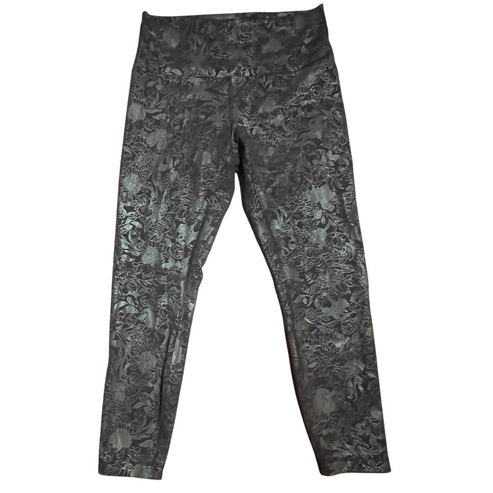 Lululemon Wunder Under High-Rise Tight 25 Floral Foil Black Silver Size 10